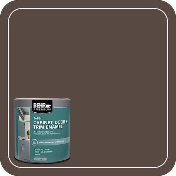 BEHR PREMIUM 1 qt. #780B-7 Bison Brown Satin Enamel Interior/Exterior Cabinet, Door & Trim Paint (2)