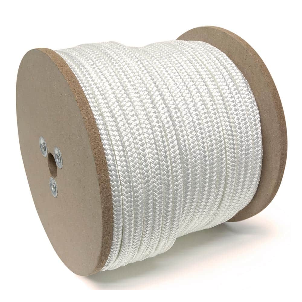 KingCord 1/2 in. x 300 ft. Nylon Marine-Grade Double Twin Braid Rope, White