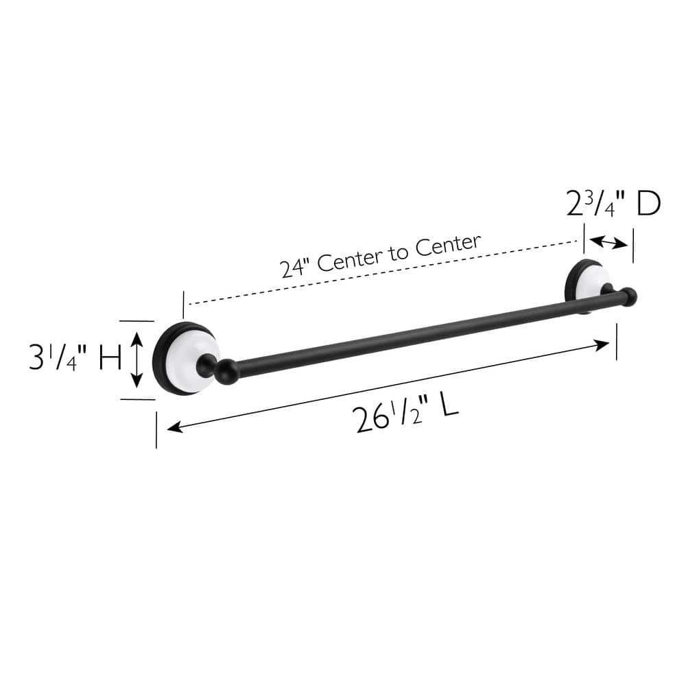 Design House Savannah 24 in. Wall Mounted Towel Bar in Matte Black and Polished Chrome (2)