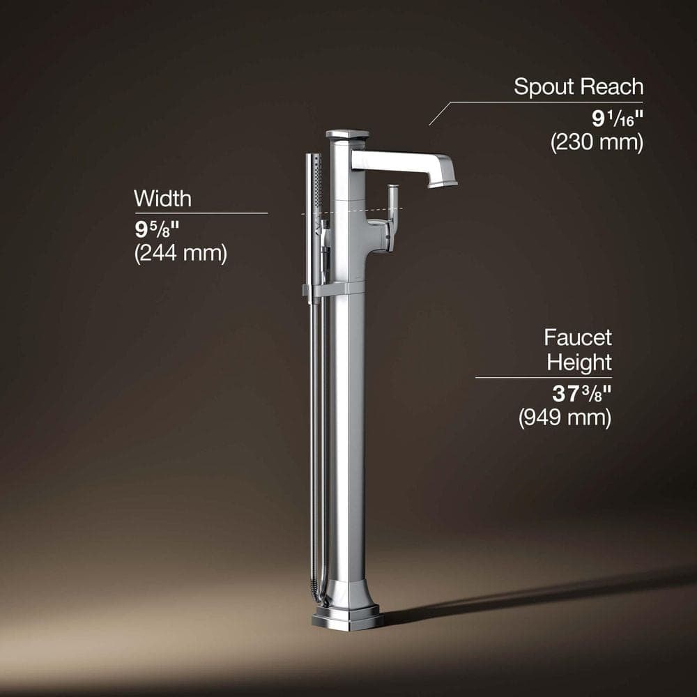 KOHLER Riff Single-Handle Claw Foot Tub Faucet with Handshower in Polished Chrome (3)
