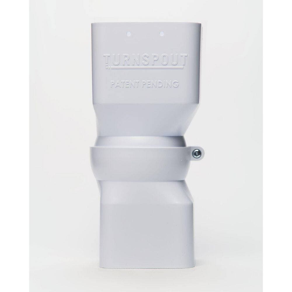 TURNSPOUT Small White Plastic Downspout Connector Gutter Accessory / Fits Both 2 5/8 in. and 2 in. x 3 in. Rectangle Gutter