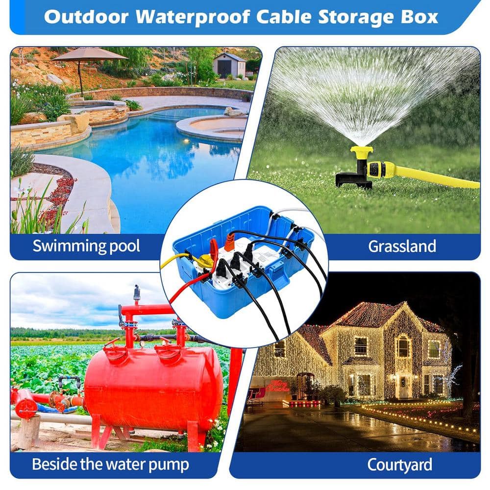 Lukyamzn 12.5 in. D x 8.5 in. W x 5 in. H Plastic Blue Outdoor Electrical Box 1-Gang with IP54 Waterproof and Weatherproof (2)