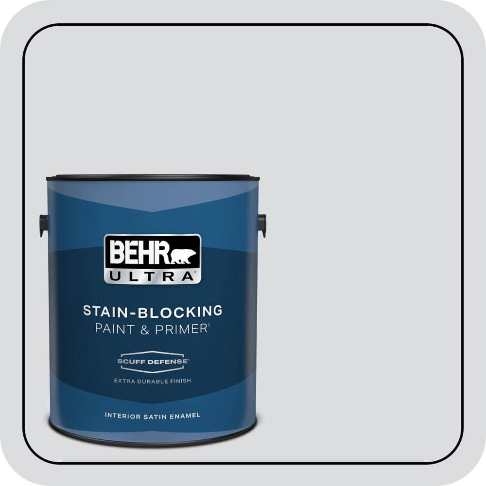 BEHR ULTRA 1 gal. #N540-1 Script White Extra Durable Satin Enamel Interior Paint & Primer