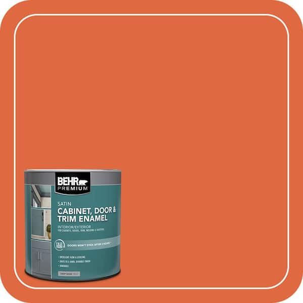BEHR PREMIUM 1 qt. #P200-7 Bonfire Night Satin Enamel Interior/Exterior Cabinet, Door & Trim Paint (2)