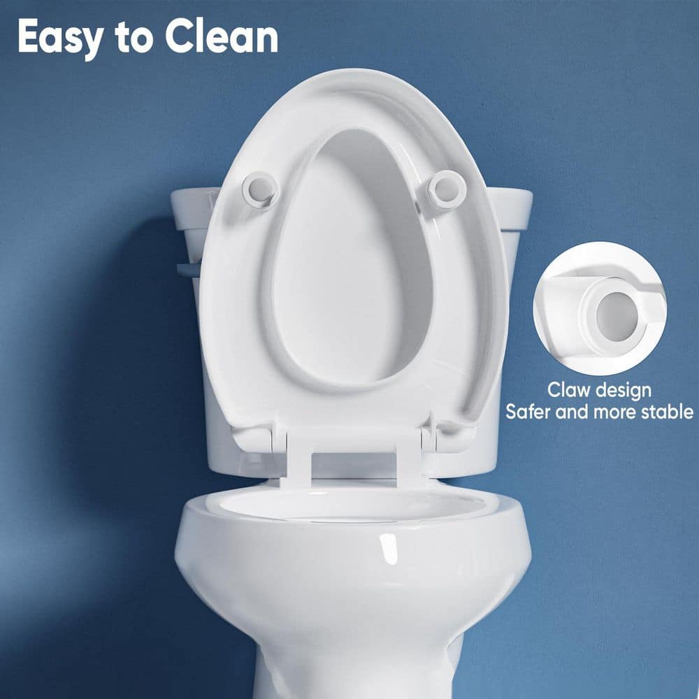 Numhew 14.37 in. x 18.65 in. Soft Close Elevated Handicap Toilet Seat for Seniors, Soft Close, Easy Install in White (3)