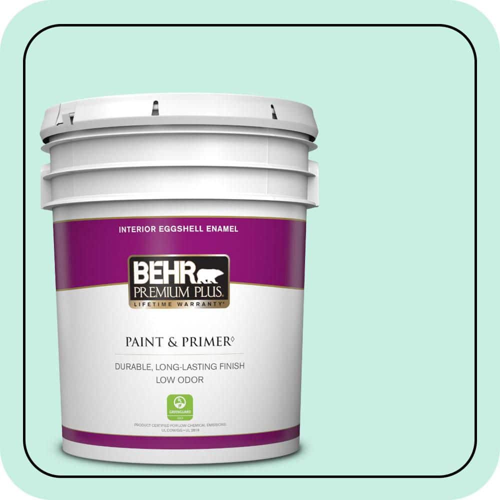 BEHR PREMIUM PLUS 5 gal. #P430-1 Summer House Eggshell Enamel Low Odor Interior Paint & Primer