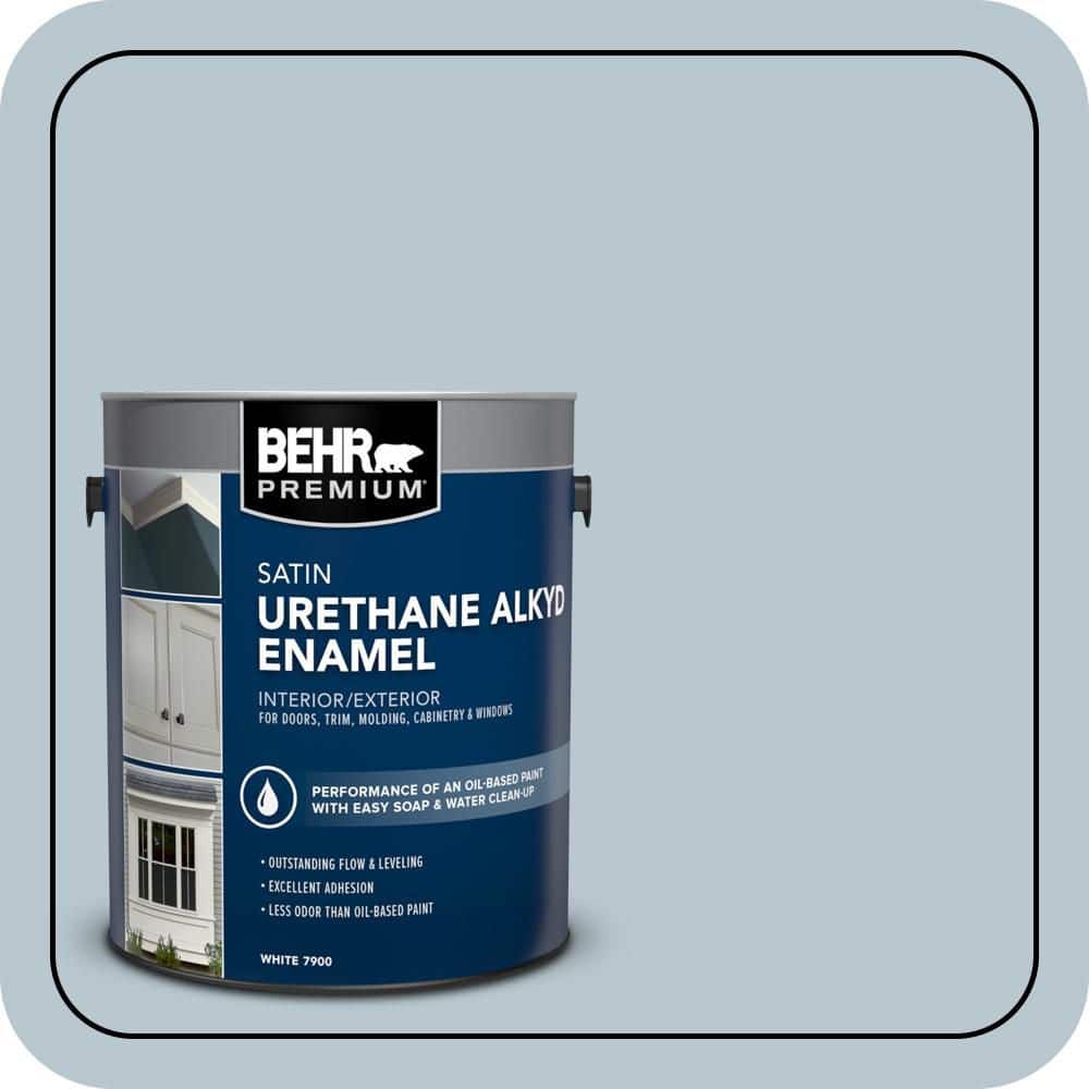 BEHR PREMIUM 1 gal. #560E-3 Silver Strand Urethane Alkyd Satin Enamel Interior/Exterior Paint (1)