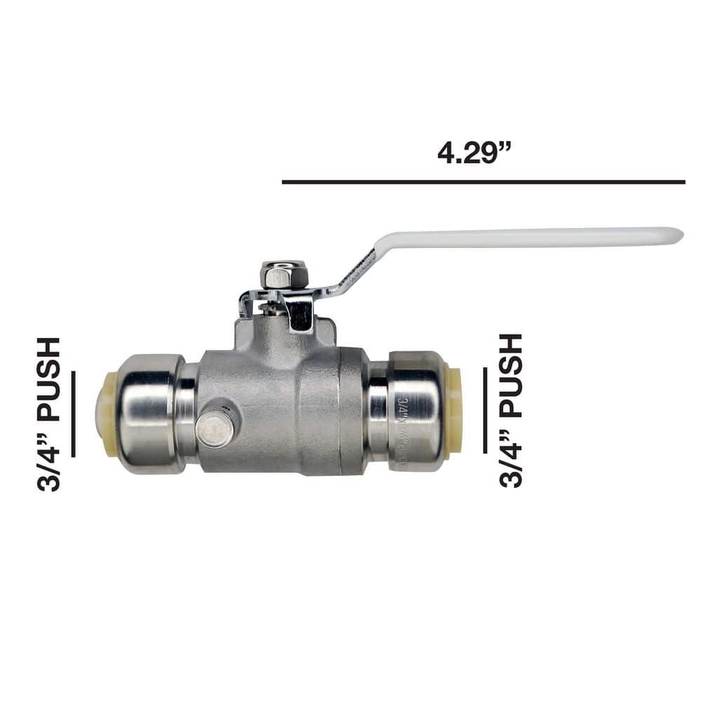 Everbilt 3/4 in. Push-To-Connect x 3/4 in. Push-To-Connect Stainless Steel Ball Valve with Drain (4)