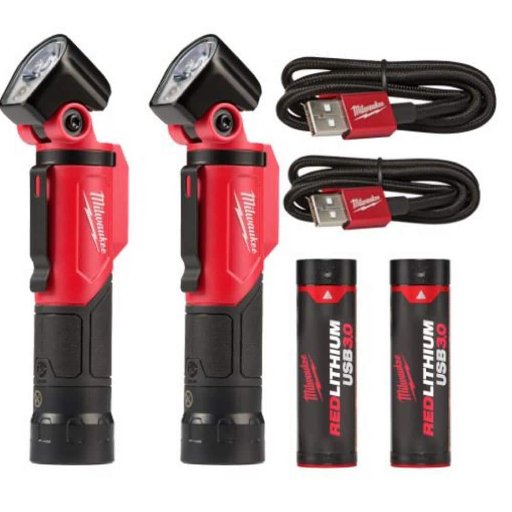 Milwaukee 500 Lumens LED Pivoting REDLITHIUM USB Flashlight & 500 Lumens LED Pivoting REDLITHIUM USB Flashlight (2-Pack)