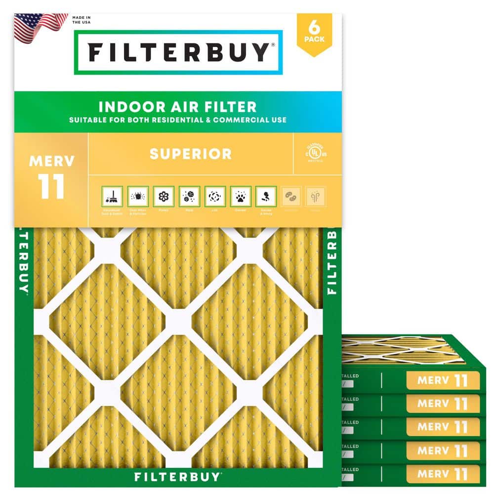 Filterbuy 19.75 in. x 21.5 in. x 1 in. MERV 11 (FPR 7) Allergen Defense Pleated HVAC AC Furnace Air Filters Replacement (6-Pack)