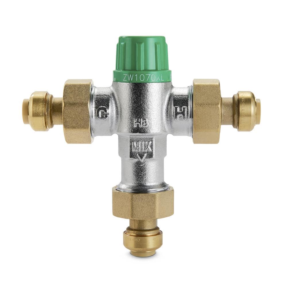 Wilkins 1/2 in. ZW1070XLPF Aqua-Gard Thermostatic Mixing Valve with Z-Bite Push Fit Fittings Lead Free (1)