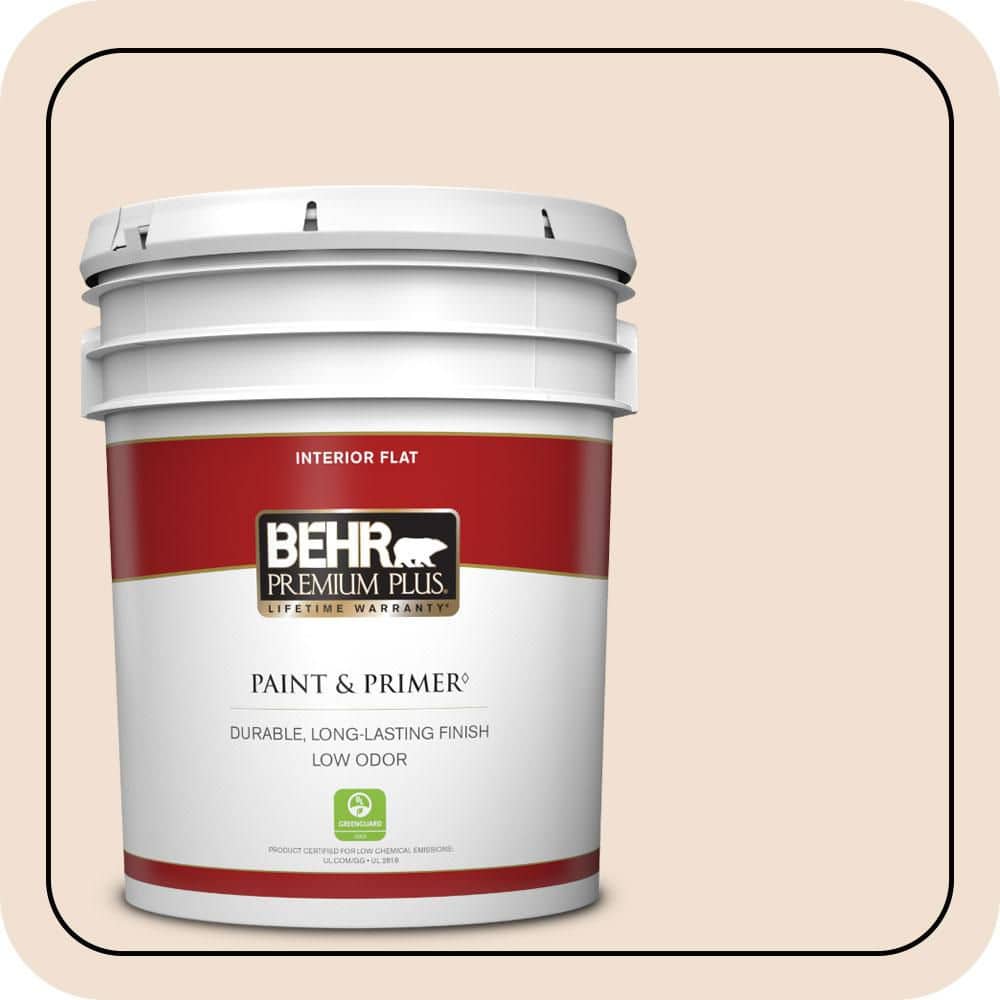 BEHR PREMIUM PLUS 5 gal. #W-F-110 Chamois Cloth Flat Low Odor Interior Paint & Primer
