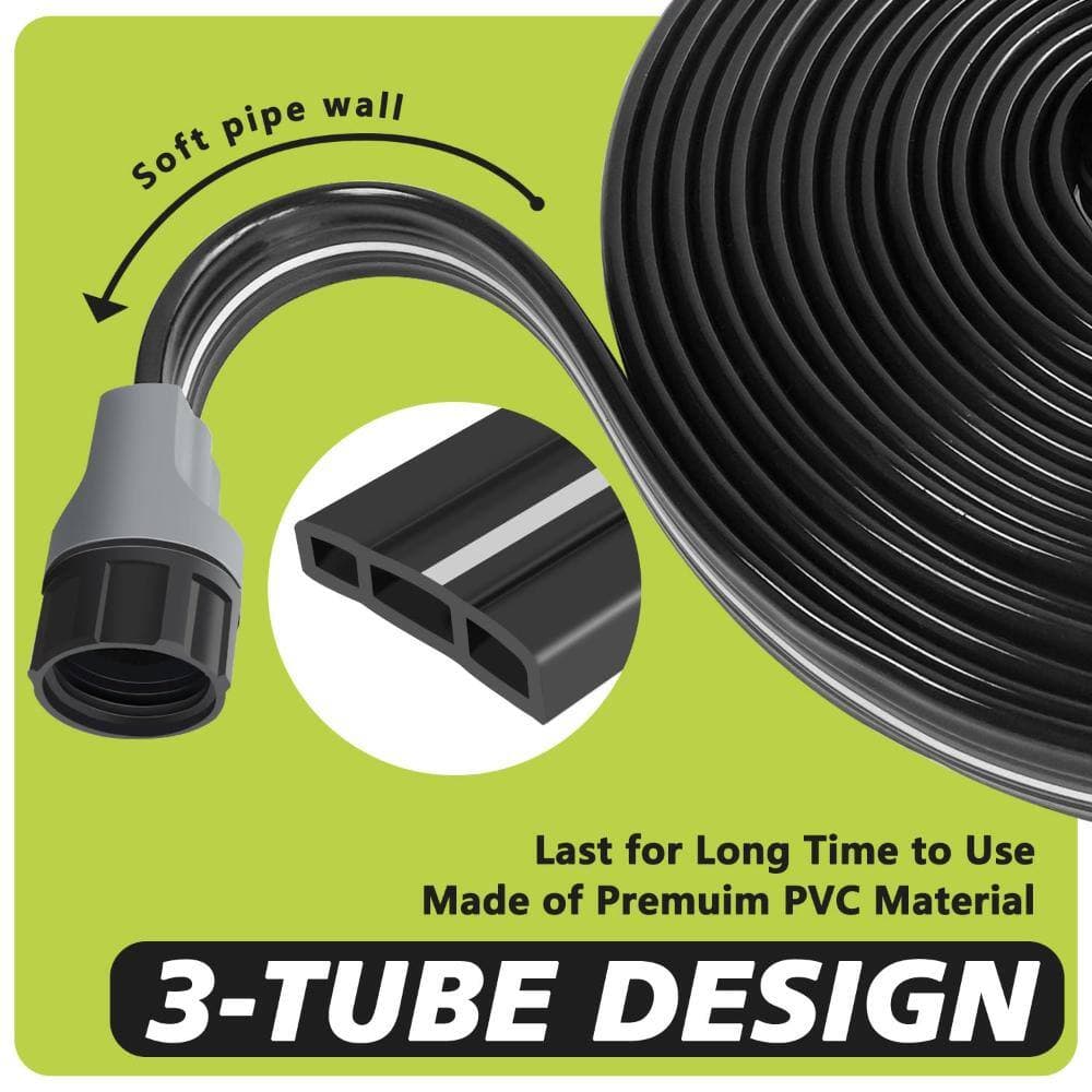 Unbranded 2-Pack 15 ft Sprinkler Hose with Holes, Flat 30 ft Soaker Hose Kit with Garden Staples, Black (2)