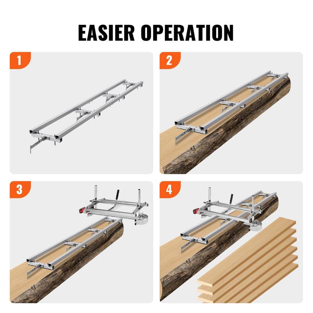 SKYSHALO 9ft. Rail Mill Guide System, Adjustable Saw Mill, 4 Crossbar Kits for Chainsaw Mills, Builders and Woodworkers Use (3)