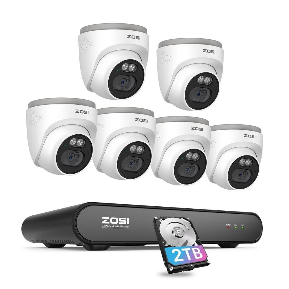 ZOSI 3K 5MP 8-Channel 2TB POE NVR Security Camera System with 6 2.5K 4MP Wired Outdoor Cameras, Smart AI Human Detection (1)