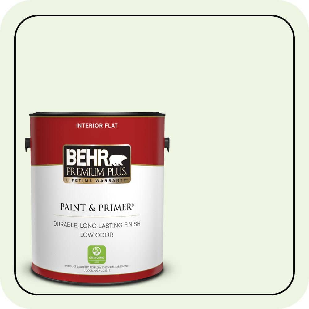 BEHR PREMIUM PLUS 1 gal. #430A-1 Mint Hint Flat Low Odor Interior Paint & Primer (1)