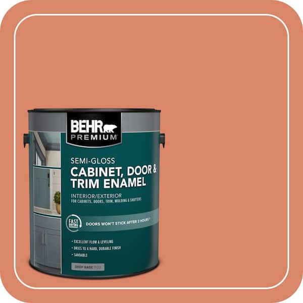 BEHR PREMIUM 1 gal. #M180-5 King Salmon Semi-Gloss Enamel Interior/Exterior Cabinet, Door & Trim Paint (2)