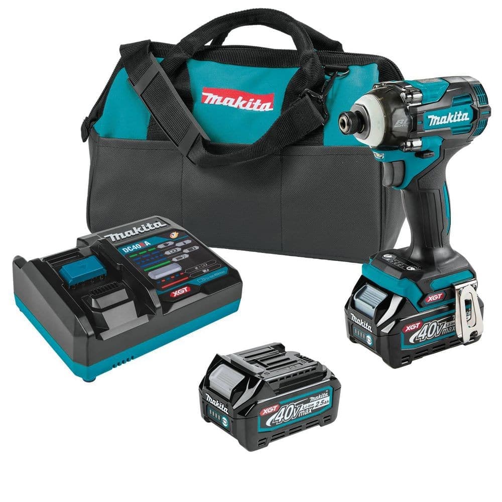 Makita 40V max XGT Brushless Cordless High Torque 4-Speed Impact Driver Kit, 2. 5Ah (1)