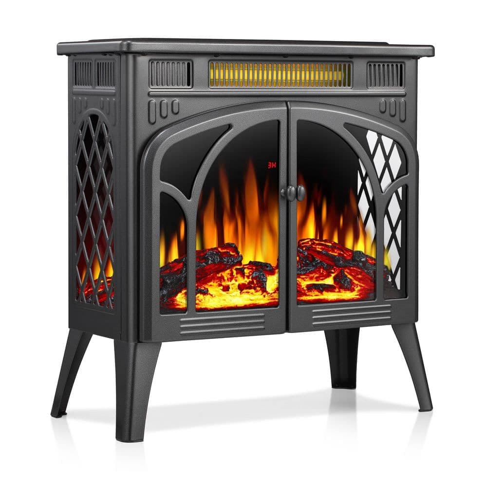 Bestier 24.25 in. Freestanding Electric Fireplace Heater in Grey with Remote Control, Adjustable Brightness and Heating Mode (2)
