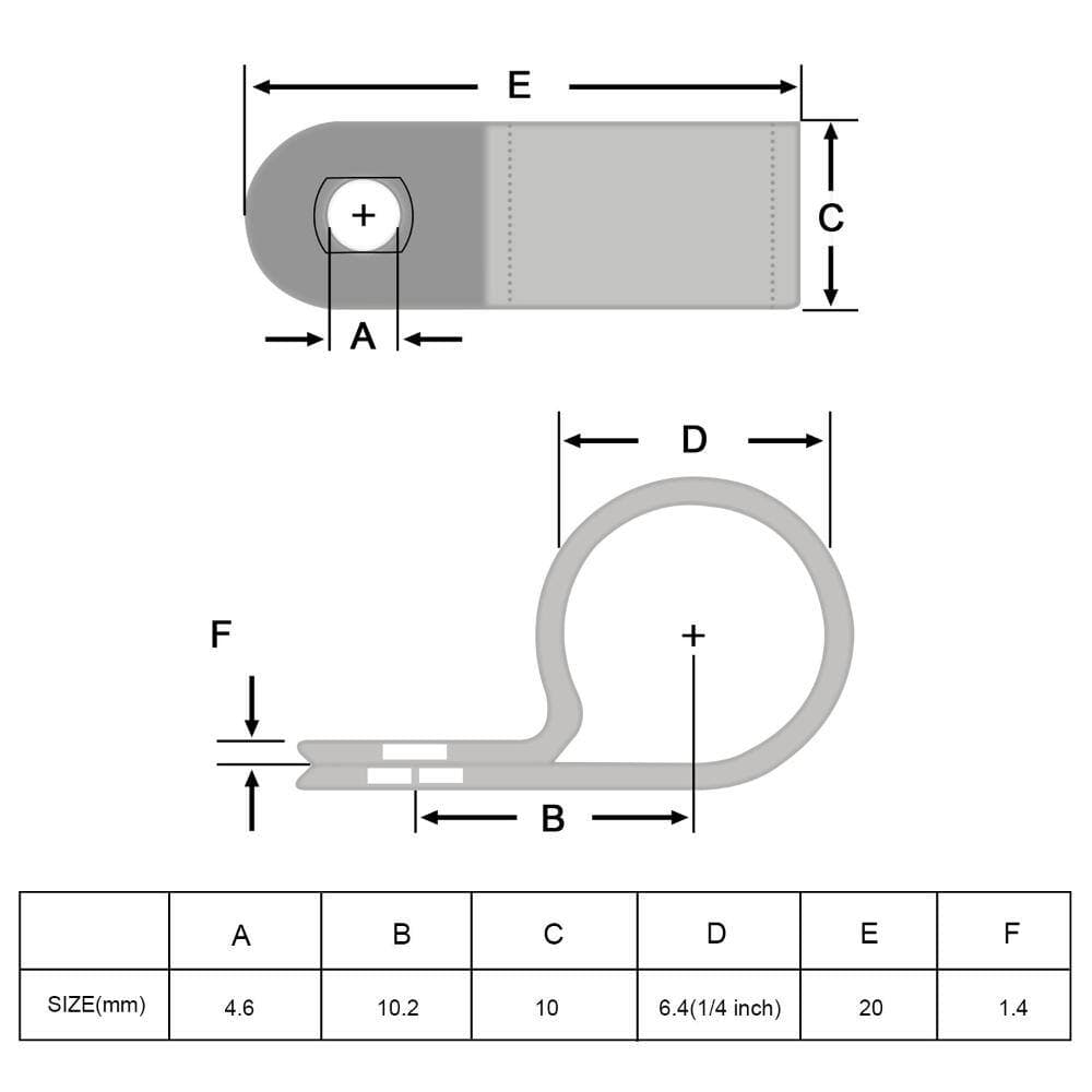 Unbranded 50 Pack 1/4 in R-Type Nylon Cable Clips with Screws, Screw-Mount Wire Clamps for TV and Computer (3)