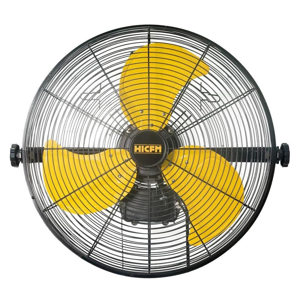 WOCK HICFM 20 in. Yellow Outdoor Wall Mounted Fan, 5100 CFM 3-Speed, IP44 Motor, GFCI Plug, for Patio, Workstation, UL Listed (1)
