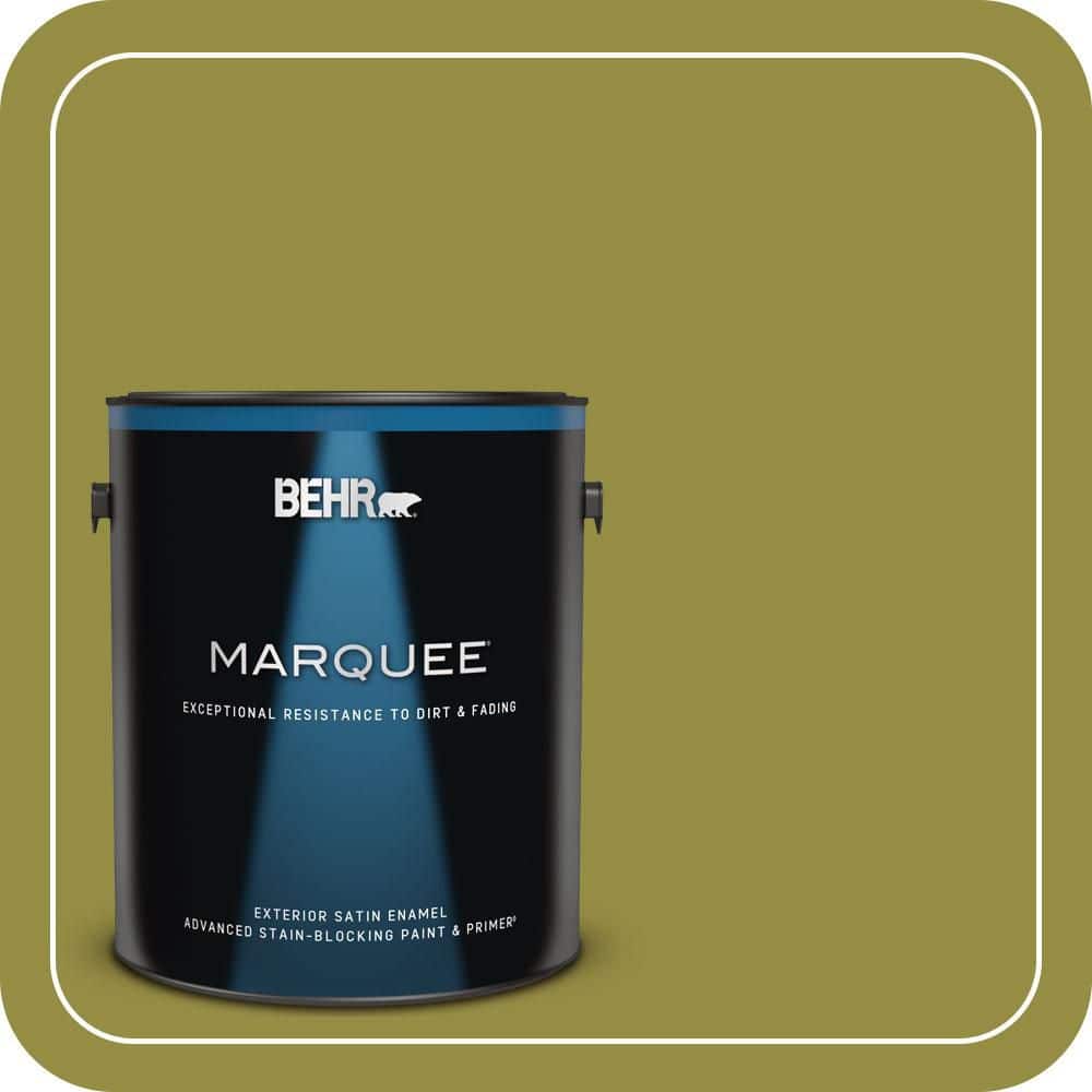 BEHR MARQUEE 1 gal. #PPU9-03 Retro Avocado Satin Enamel Exterior Paint & Primer
