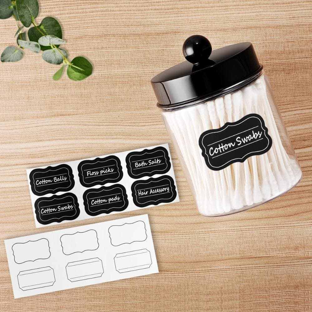 Unbranded Countertop Jar Set for Bathroom Storage, 2.8 in W x 2.8 in D x 4.5 in H, 8 oz Each, 6-Count Black Jars (3)