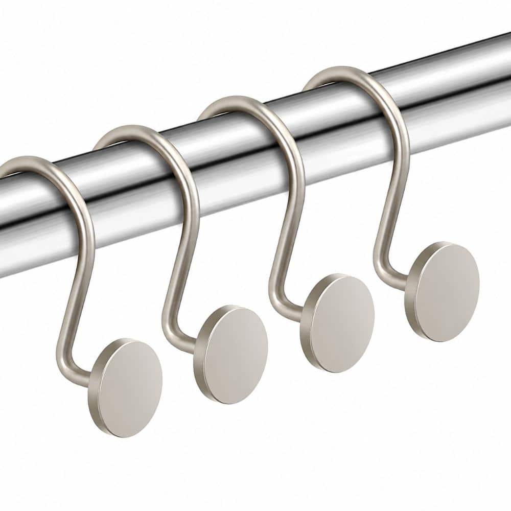Unbranded Nickel Finish Heavy Duty Shower Curtain Hooks Set of 12 with Round Ends for Secure Hanging (1)