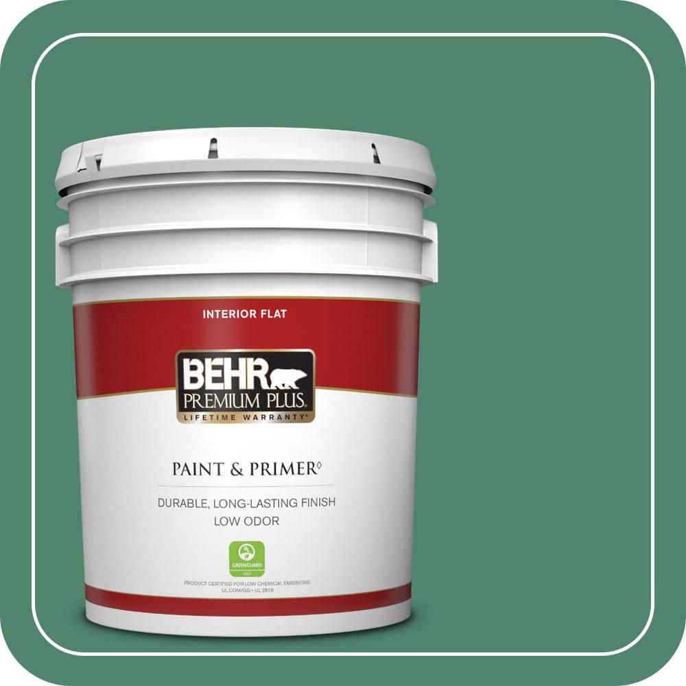 BEHR PREMIUM PLUS 5 gal. #480D-6 Billiard Room Flat Low Odor Interior Paint & Primer