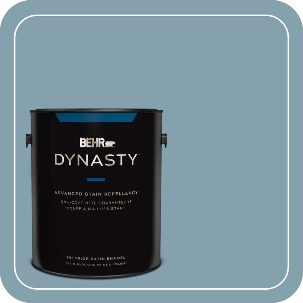 BEHR DYNASTY 1 gal. #T14-14 Cloisonne Blue Satin Enamel Interior Stain-Blocking Paint and Primer