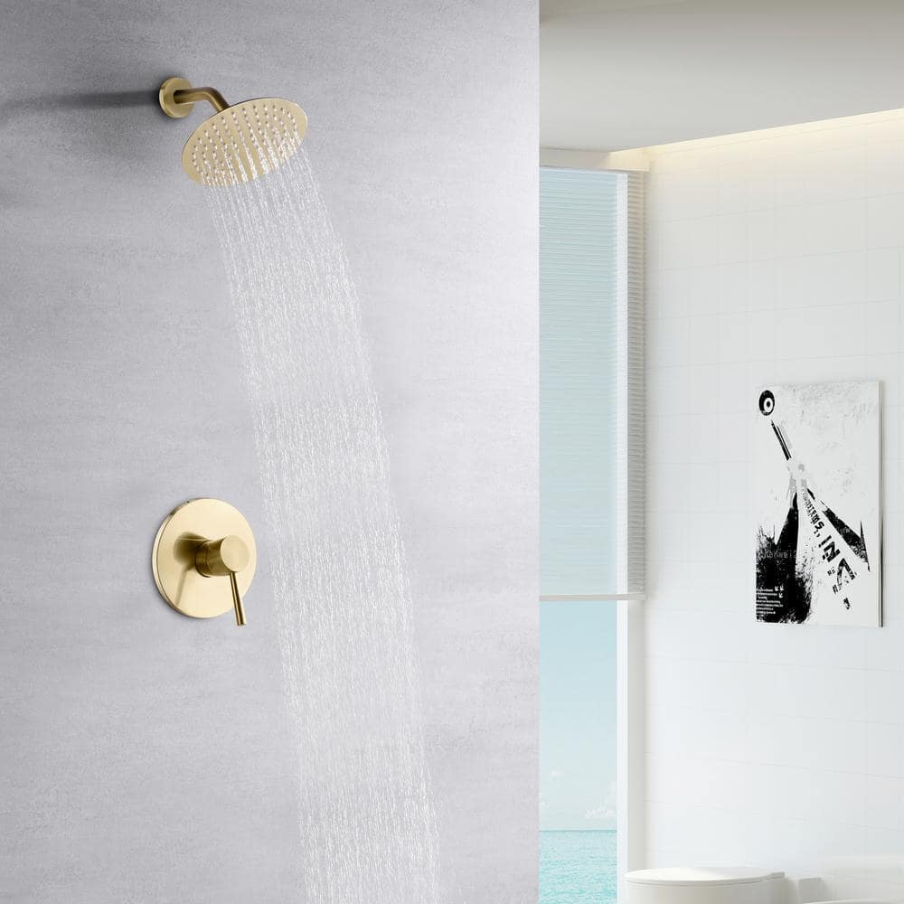 SUMERAIN Modern Single-Handle 1-Spray Shower Faucet 1.8 GPM with Ceramic Disc Valves in Brushed Gold (2)
