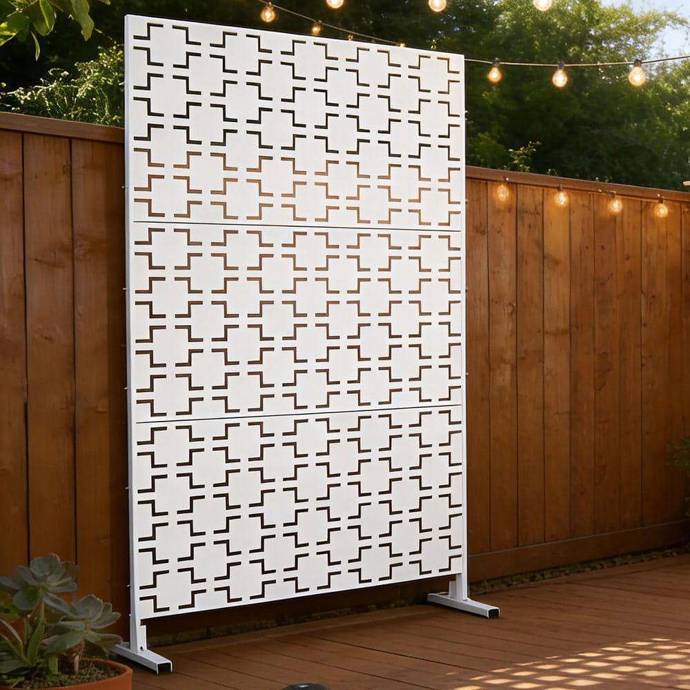 Coporesell 76 in. 48 in. Freestanding Decorative Privacy Screen Metal for Outside Lawn Garden