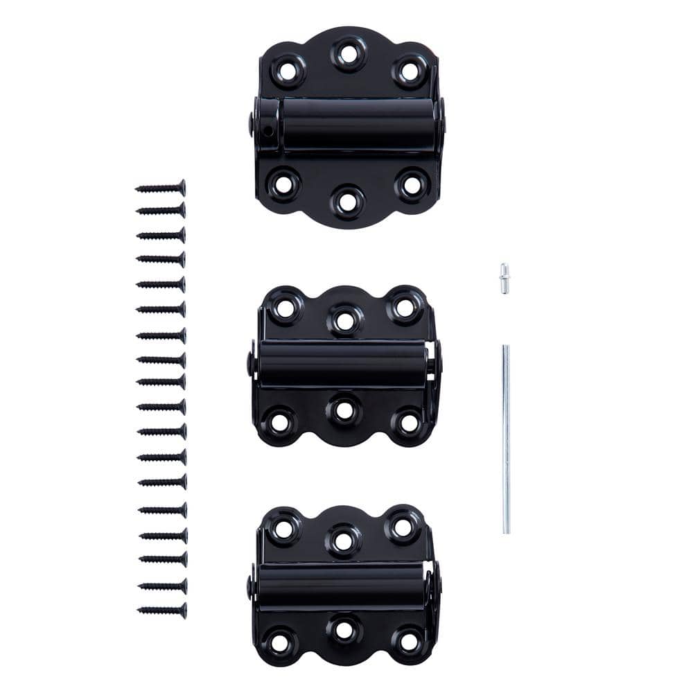 Wright Products 2 3/4" Adjustable & Self Closing Door Hinges - Set of 2 Self Closing Hinges and 1 Adjustable Self Closing Hinge, Black