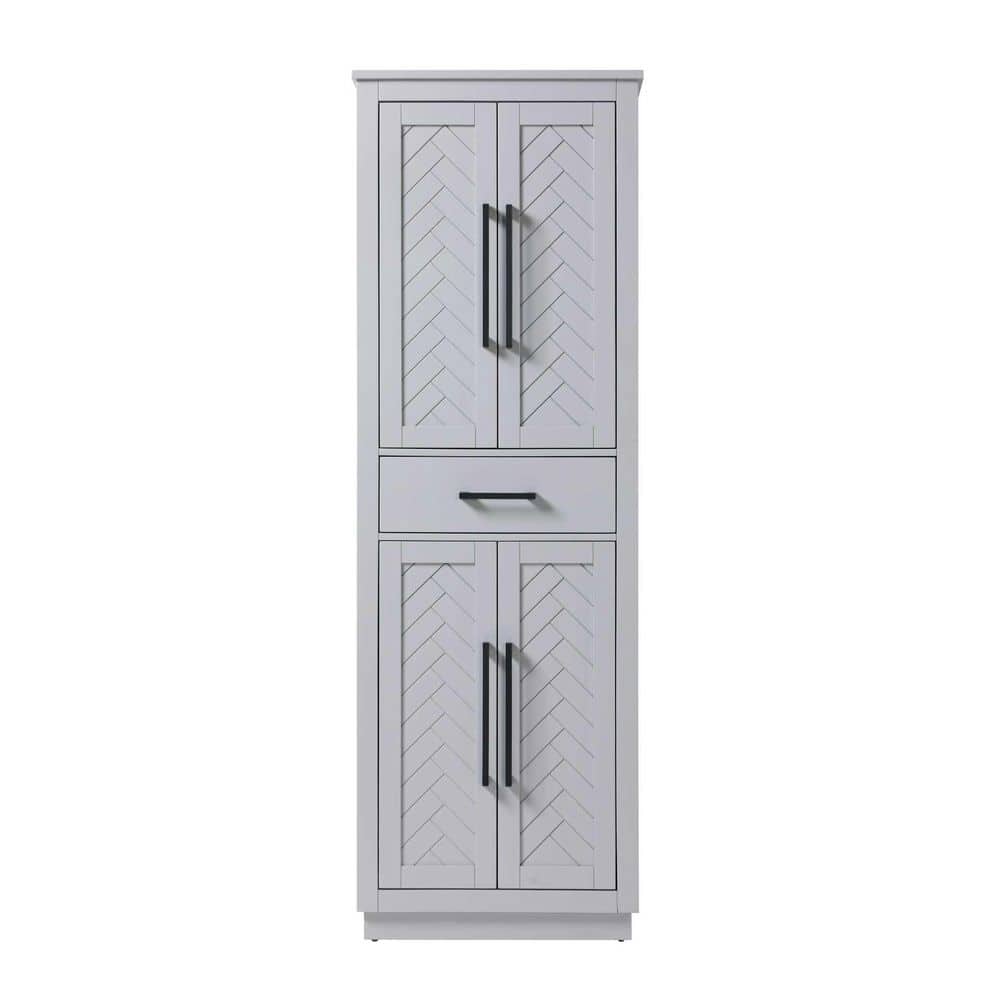 TIMELESS HOME 24 in. W x 18 in. D x 72 in. H Gray Freestanding Linen Cabinet (1)