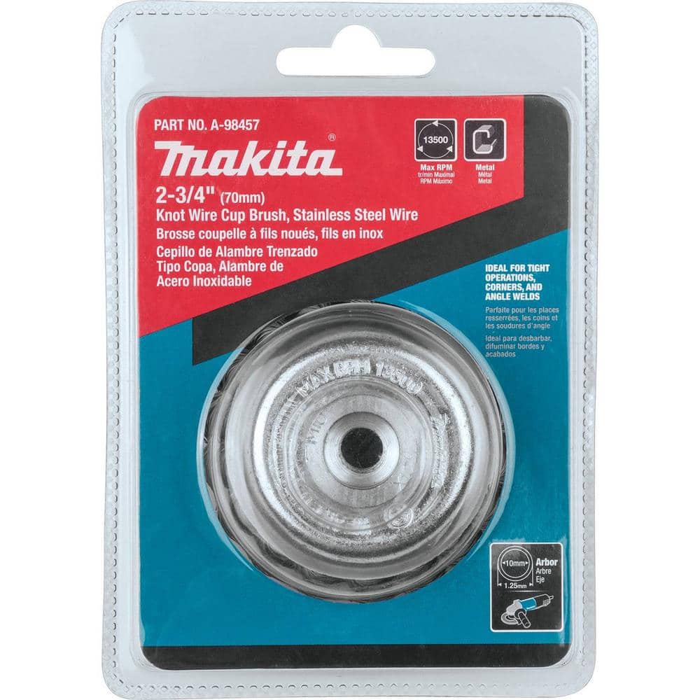Makita M10 x 25 in. 2-3/4 in. Stainless Knot Wire Cup Brush (4)