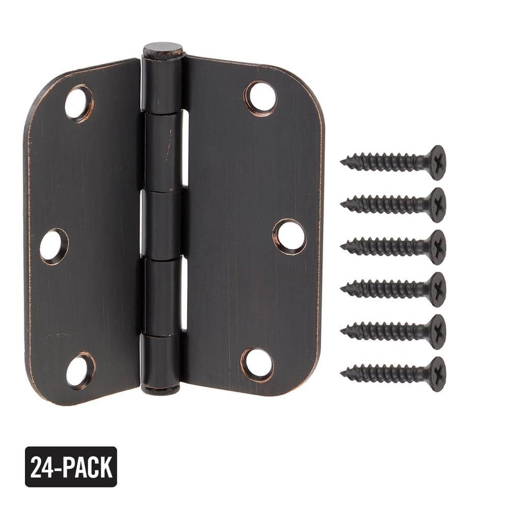 Everbilt 24-Pack 3-1/2 in. x 5/8 in. Radius Oil-Rubbed Bronze Butt Door Hinge Value Pack