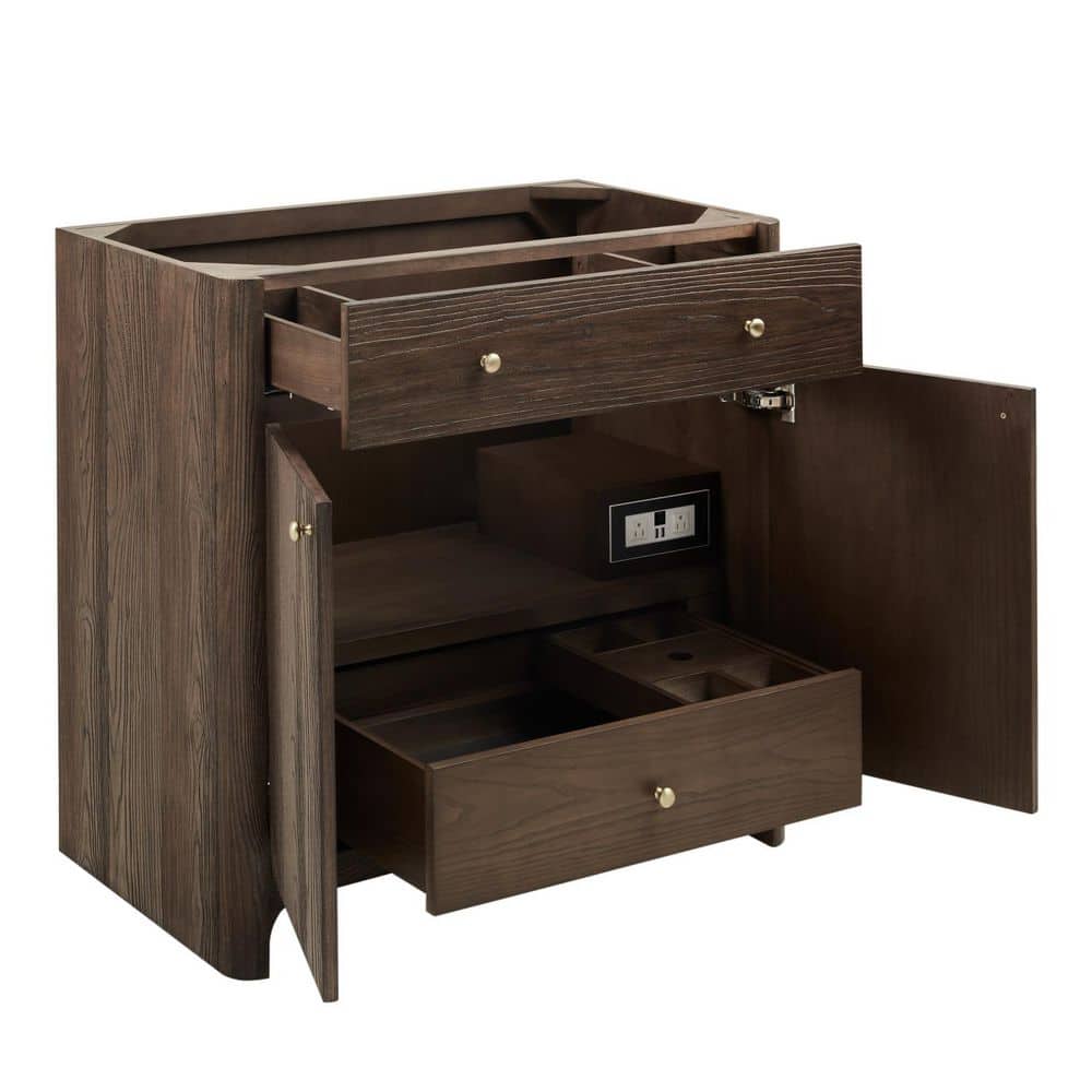 James Martin Vanities Gracyn 35.8 in. W x 21.4 in. D x 34.8 in. H Single Bath Vanity Cabinet Without Top in Sable (3)