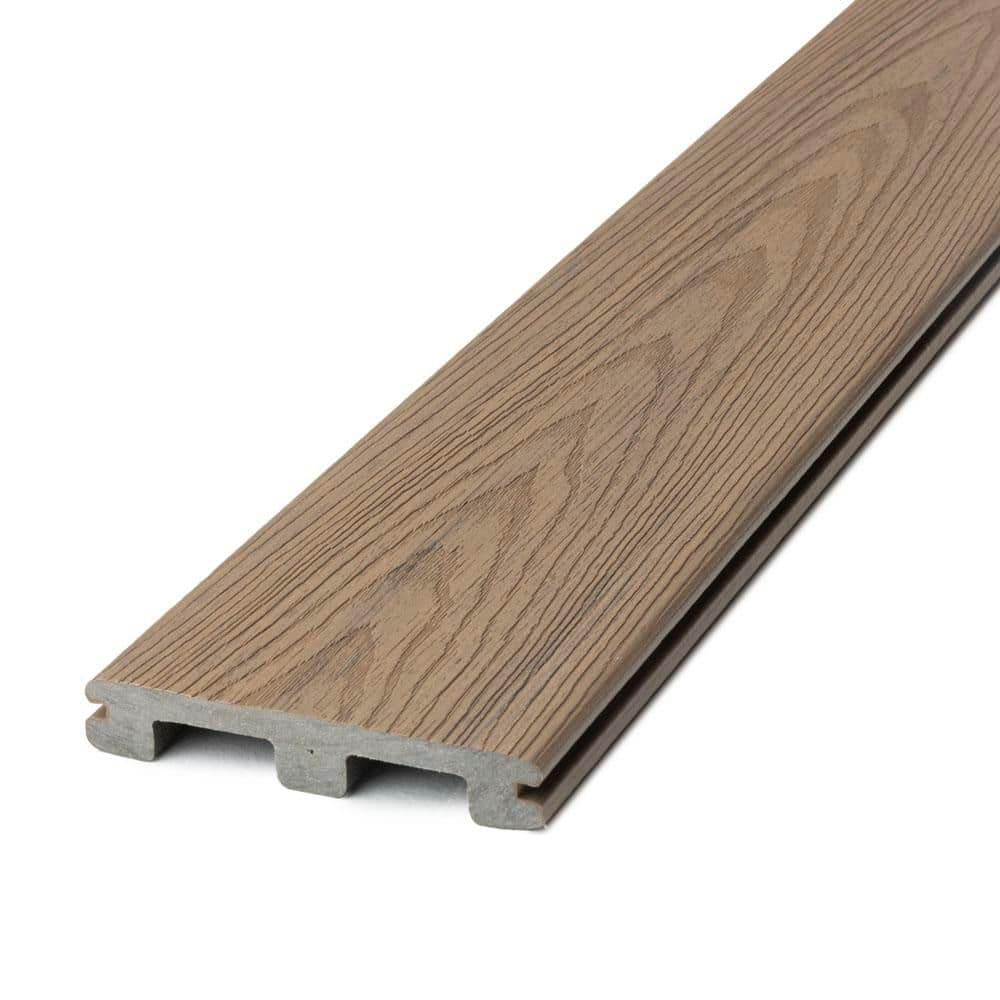 Deckorators Venture 1 in. x 5-1/2 in. x 12 in. Sandbar Brown Grooved Composite Deck Board Sample
