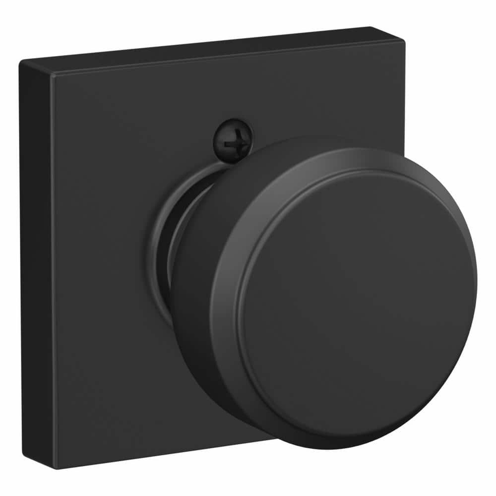 Schlage Bowery Matte Black Dummy Door Knob with Collins Trim