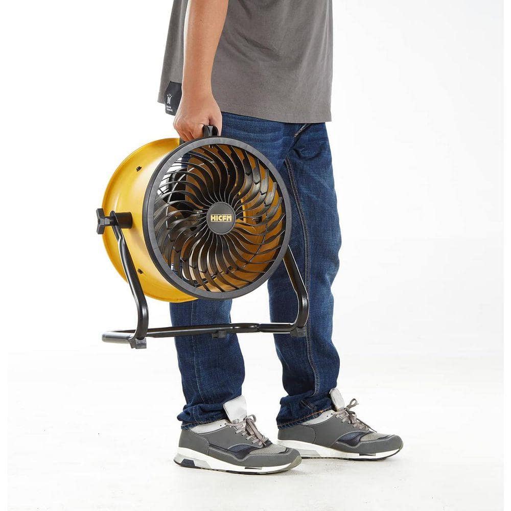 WOCK 10 in. 3-Speeds High Velocity Drum Air Circulator Floor Fan in Yellow with 1/12 HP Powerful Motor, 1000 CFM (2)