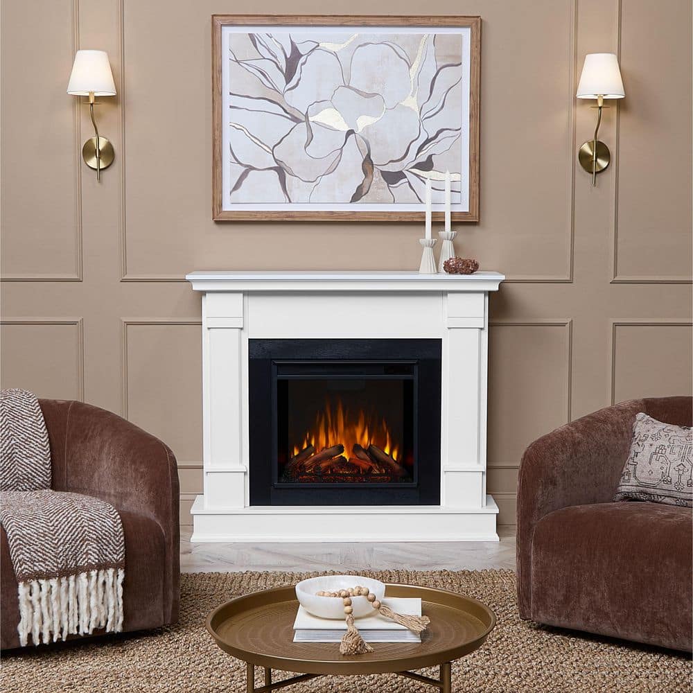 Real Flame Silverton 48 in. Electric Fireplace in White
