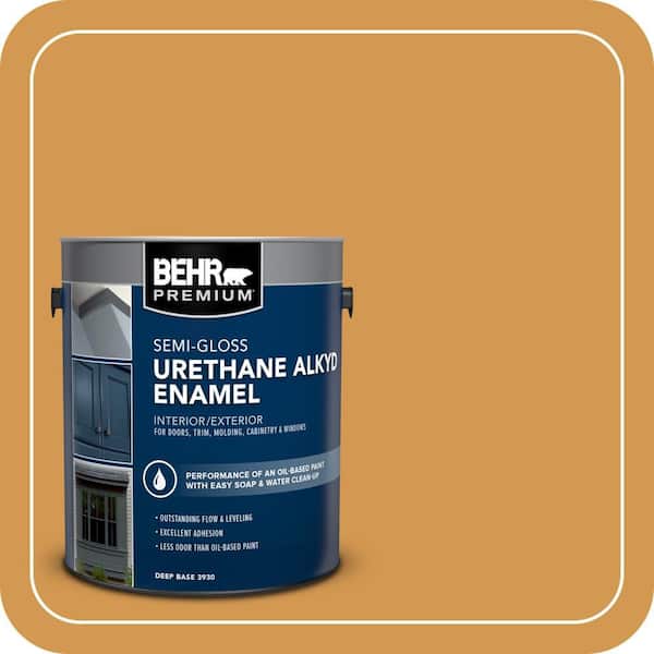 BEHR PREMIUM 1 gal. #PPU6-02 Saffron Strands Urethane Alkyd Semi-Gloss Enamel Interior/Exterior Paint (2)