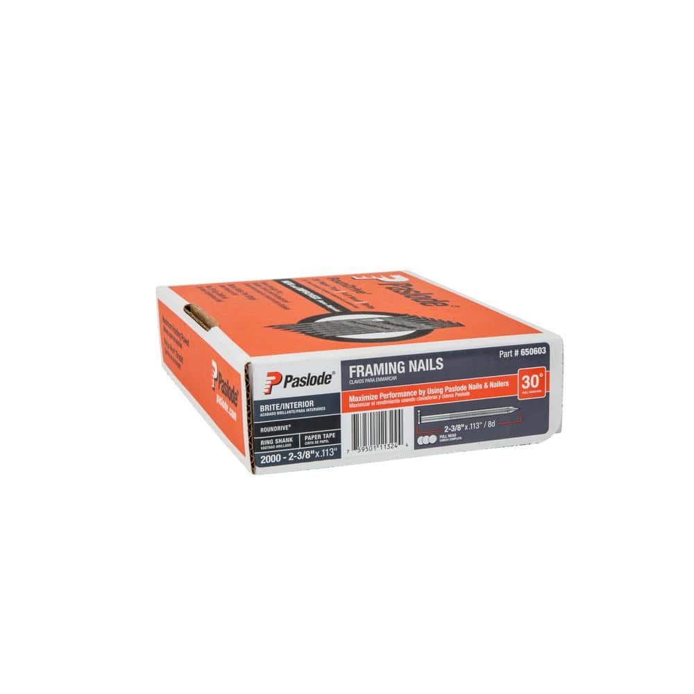 Paslode 2-3/8 in. x 0.113 in. 11-Gauge 30-Degree Steel Brite Ring Shank Paper Tape Framing Nails Pallet w/ Cordless XPro Nailer (2)