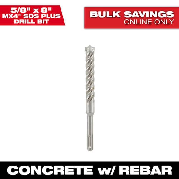 Milwaukee 5/8 in. x 8 in. 4-Cutter SDS-PLUS Carbide Drill Bit (2)