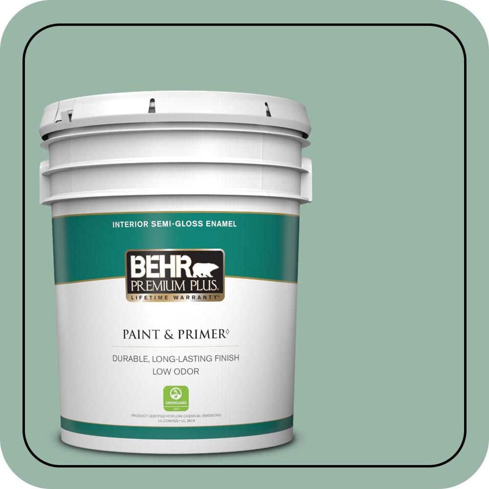 BEHR PREMIUM PLUS 5 gal. #S420-3 Nile River Semi-Gloss Enamel Low Odor Interior Paint & Primer
