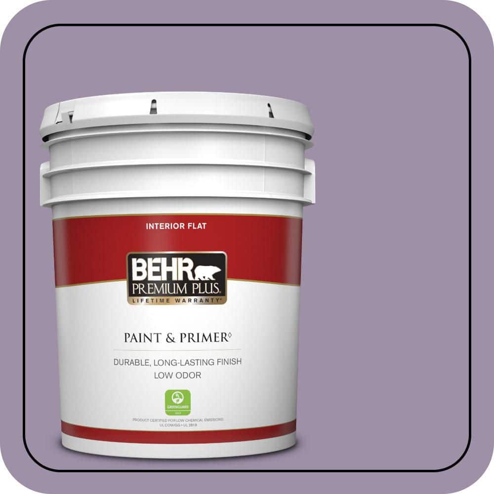 BEHR PREMIUM PLUS 5 gal. #S100-4 Ancestry Violet Flat Low Odor Interior Paint & Primer