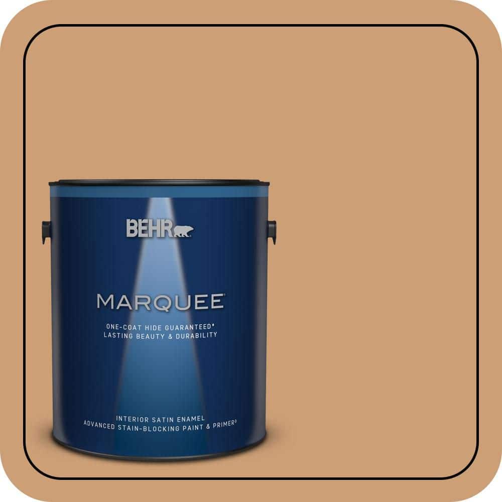 BEHR MARQUEE 1 gal. #S250-4 Fresh Croissant One-Coat Hide Satin Enamel Interior Paint & Primer