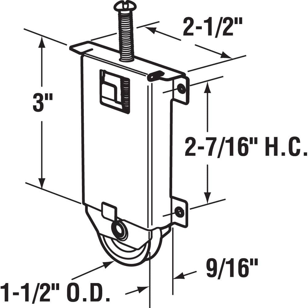 Prime-Line Stamped Steel, Adjustable Mirror Door Roller Assembly, Monarch Mirror Doors (2)
