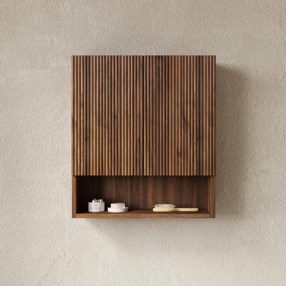 Staykiwi 13.78 in. W x 11.81 in. D x 23.62 in. H Wall-Mounted Bathroom Cabinet in Dark Walnut with Doors (2)