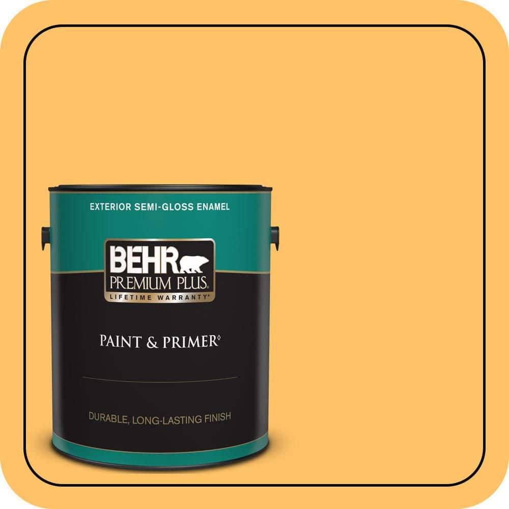 BEHR PREMIUM PLUS 1 gal. #PPU6-06 Honey Locust Semi-Gloss Enamel Exterior Paint & Primer